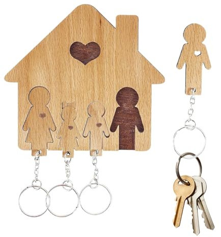 TQEBWUS Crochet à clés en bois pour couple, support mural décoratif en bois pour clés de famille, crochets pour clés d'entrée, porte-clés mural, crochets de rangement pour clés