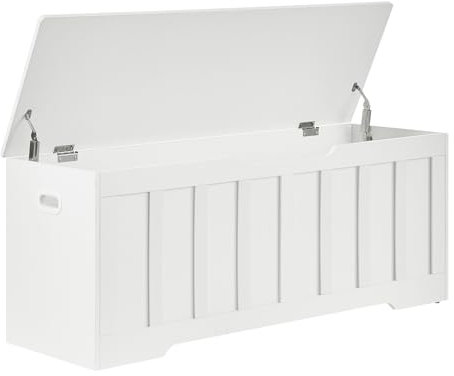 VANKILEY 47.2 Storage Chest Extra Large,Storage Trunk with 2 Safety Hinges,Wooden Storage Bench,Shoe Bench,47.2x15.7x19.1 Inch,Easy Assembly,Storage Bench for Bedroom,Living Room,entryway(White).