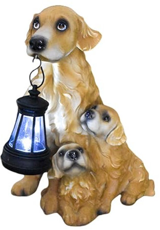 Décoration de jardin de statues de chien, statue de jardin solaire pour chien | Statues solaires extérieures pour chien du Labrador - Sculpture de jardin de chien de 7.4 pouces, statues solaires, déco