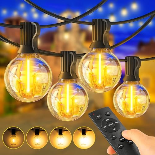 JEYMORKEY 30M 100Ft Outdoor String Lights Mains Powered LED Waterproof Festoon Warm White Outside for Garden, Yard, Wedding, Terrace, Party, Patio