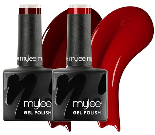 Mylee Gel Nail Polish Duo 2x8ml [Red Statement] - UV/LED Soak-Off Nail Art | Manicure Pedicure for Professional, Vegan & Cruelty Free, Salon & Home Use - Long Lasting & Easy to Apply