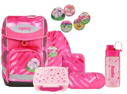 ergobag Cubo Schulranzen Set 7tlg. inkl. Lunchset (KuntBärbuntes Einhorn Neo Edition)