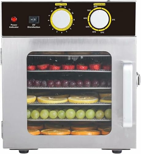 KHYTEBV Déshydrateur Alimentaire en Acier Inoxydable, 6 Plateaux, pour Aliments, Fruits, légumes, Herbes, Viande