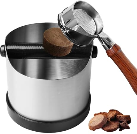 Abklopfbehälter für Siebträger, Kaffeesatz Abschlagbehälter, Kaffeesatzbehälter, 700 ml Knock Box, Espresso-Klopfbox mit rutschfestem Boden mit Stoßdämpfender, Abschlagbox zum Kaffee Sammeln&Recyceln