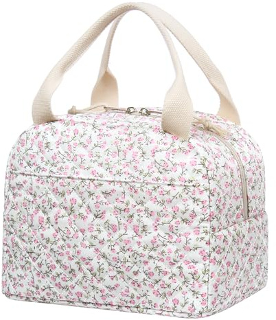 BuyCard Bolsa isotérmica pequeña, bolsa isotérmica para hombre y mujer, fiambrera aislada con correa de hombro ajustable, ial aceite para trabajo, escuela. (Estampado floral pequeño)