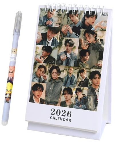 QOCUILC 1 Stück SKZ 2026 Tischkalender 'STAY' 13 * 23cm Desktop-Kalender Fotokalender Kalender Inklusive K-Pop-Stift (C)