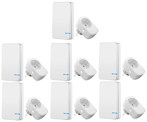 Funksteckdosen mit Fernbedienung,NineLeaf 7 Pack Steckdose mit Fernbedienung，15A/1500W Fernbedienbare Steckdose für Haushaltsgeräte & Weihnachtsdekoration 100m Reichweite, weiß