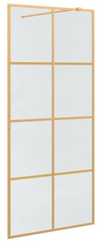 vidaXL Pared de Ducha Walk-in Dorado 90 x 195 cm vidrio templado