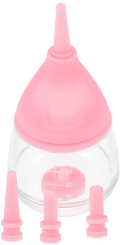 TEHAUX Biberón para Mascotas 40ml Rosa de Plástico y Silicona, Compacto y Portátil para Cachorros y Hámsters, Adecuado para Nutrir Gatitos y Perros Recién Nacidos