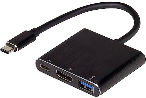 Renkforce RF-4548306 Adaptateur USB/HDMI [1 x connecteur USB-C – 1 x Prise HDMI, USB 3.2 Gen 1 Femelle A (USB 3.0), USB-C B, Noir