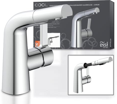 EISL COOL Waschtischarmatur mit herausziehbarer Brause zum Haarewaschen, wassersparender Wasserhahn, Wasserhahn Bad, Chrom