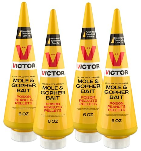 Victor M6006 Outdoor Mole & Gopher Poison Peanuts, Mole and Gopher Killer Bait, 4 Pack