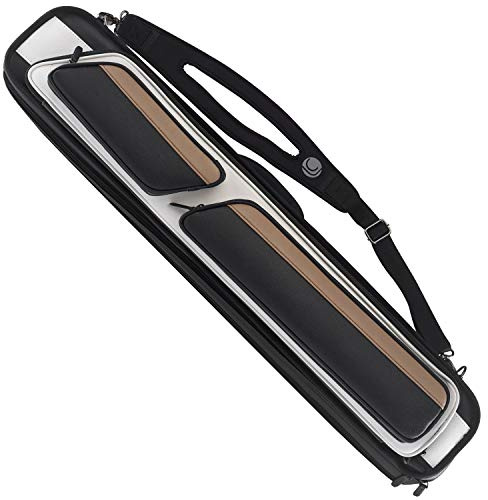 LUCASI Tournament Pro 4x8 Pool Cue Case - Holds 4 Cues + Jump Break, Extensions, (Black, White, Tan, 4x8) LC1048W