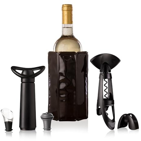 VACUVIN Original Plus Black Weinset + Tropffreie + Concertpumpe + grauer Korken
