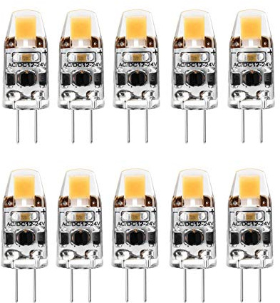 G4 LED Bulbs 1.5W Dimmable Bi-pin T3 JC G4 Base 1.5 Watt (Equivalent to 20W G4 Halogen Bulb Replacement) Warm White 3000K LED Bulbs for Landscape Lighting,AC/DC12V-24V,1 LED 0705 COB,10 Pack