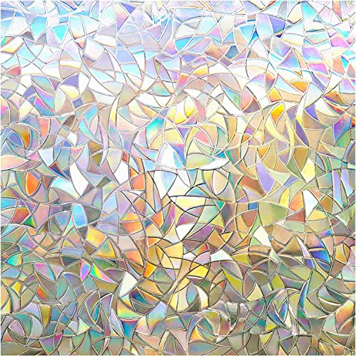 rabbitgoo Vinilos para Cristales Privacidad Efecto Arcoíris 60x150cm, Vinilo Ventana Translucido Sin Pegamento, Anti UV, Lámina Adhesivo Cristal Decorativa para Balcón Sala de Estar Cocina Oficina