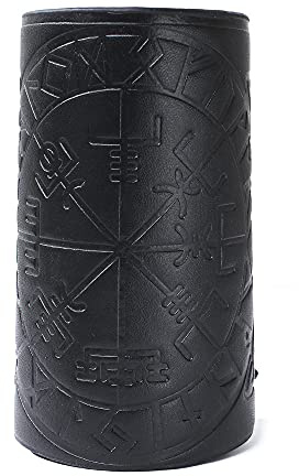 Thajaling 2 st läderarmband punk stöd läder armskydd handske viking runa kompass präglad armstöd, medeltida läder armskydd, bågskytte armskydd (svart)