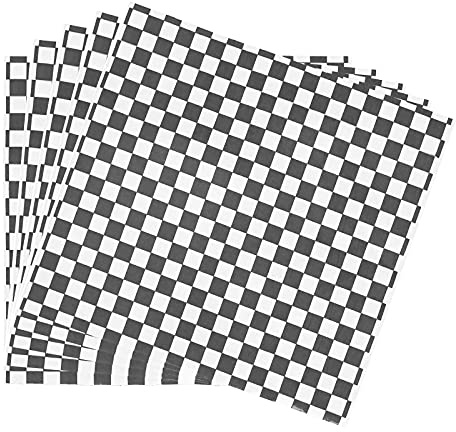Wrap Paper Checkered, 100 Sheets Food Grade Wrap Checkered Basket Liners Grade Greaseproof Paper and Waterproof Food Wrapping Papers for Cheese Bread Pizza Fries(26 x 28CM Black Grid)