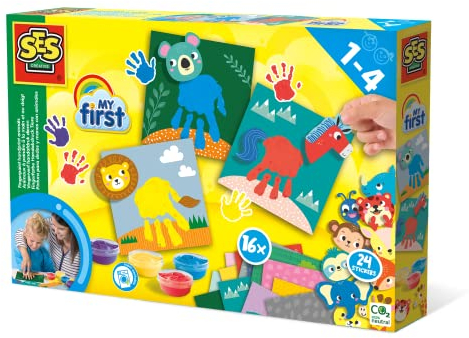 SES Creative 14443 - My first Fingerfarbe Handabdruck Tiere: Malset für spielerische Kreativität, Diverse Farben