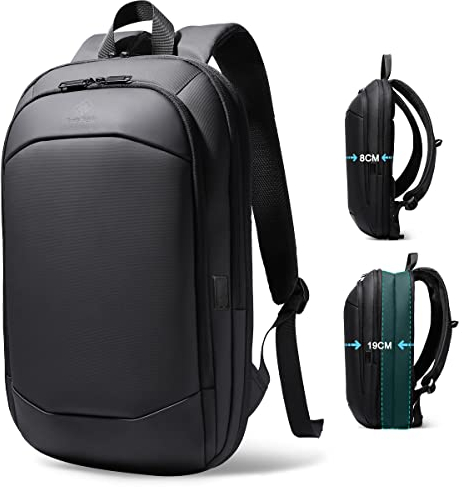 HEROIC KNIGHT Laptop Rucksack Herren 17 Zoll wasserdichter erweiterbarer Reiserucksack Handgepäck Laptoptasche Tagesrucksack mit USB-Anschluss Arbeitsrucksack für Uni Arbeit Business Reise Schwarz