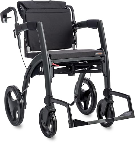 Rollz Motion 2.1 Island Blue - 2 in 1 Rollator Walker Rollstuhl Combo - Faltbarer Transportstuhl - Rollator Rollstuhl Combo - Modernes Design und ultimative Unterstützung (Regular)