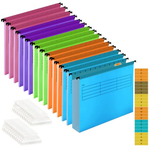 A4-Hängemappe, 15 Stück, Polypropylen-Aktenschrank, Hängemappen mit Registern und Karteneinsätzen, A4-Hängemappen für Büro, Organisation, Heimarbeit
