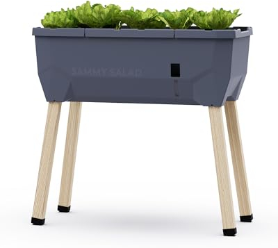 GUSTA GARDEN Sammy Salad Hochbeet Anthrazit - Hochbeet Balkon & Garten - für Salat Anbau - mit Bewässerungssystem - 15L Wassertank & 40L Erdvolumen