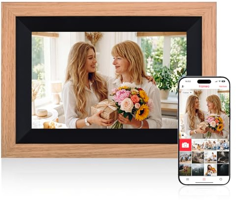 Digitaler Bilderrahmen Rollei Smart Frame WiFi 105 10,1 Zoll Frameo WLAN | Digital Photo Frame 1920x1200 IPS Touchscreen 32GB Holz Braun Digitaler-Bilderrahmen-Digital-Elektronischer-Fotorahmen