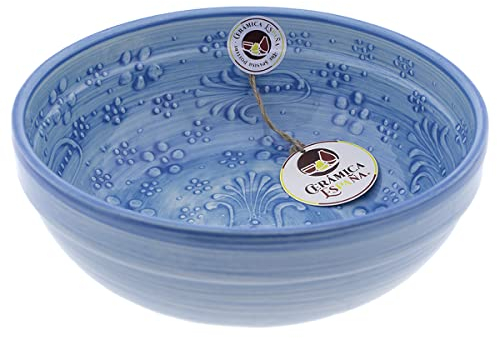 CERÁMICA ESPAÑA | Ensaladera cerámica | Ensaladeras originales | Ensaladeras decoración Azul - Modelo M05 | Decoración 100% hecho a mano | 21x21x7.5 cm