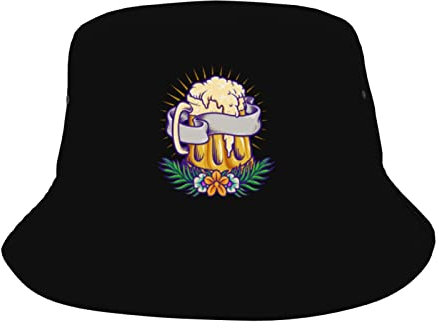 YINGD Fischerhut Blume und Bier Strand Sonnenhut Leicht Atmungsaktiv Fischerhut Faltbarer Outdoor Hut für Damen Herren, #201, One size