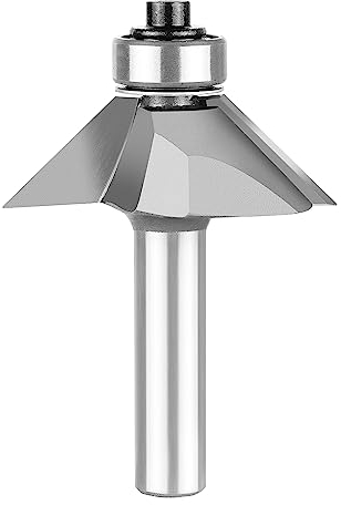 SpeTool Fasenfräser 8mm Schaft 45 Grad Fasenkantenfräser Kegelfräser Kantenfräser mit Kugellager Fräskopf für Oberfräse CNC Fräser für Oberfräse Schaftfräser Kantenfräse für Holzbearbeitung