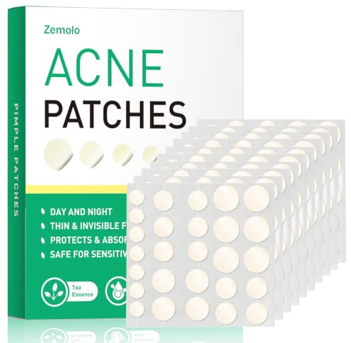 Zemolo 600 Stück Pickel Patch Pimple Patches Hydrokolloid Pickelpflaster | Unsichtbar Pickel Patch Gesicht Tag und Nacht Anti Pickel Pads Wasserdicht & Atmungsaktiv Akne Patches mit Teebaumöl,4 Größen