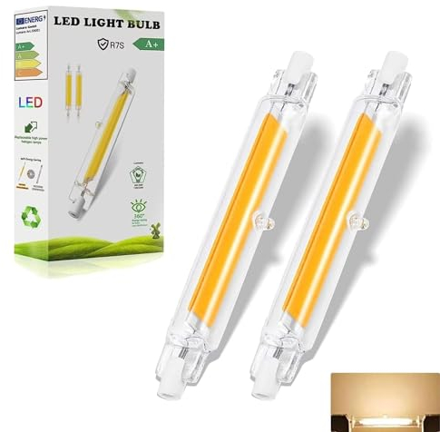 R7S LED 118mm 20W Glühbirne Dimmbar, R7S LED Lampen Warmweiß 3000K 2000LM, Hightlight COB Lampe, Kein Flackern, 360°Abstrahlwinkel, 20W R7S LED Lampen Ersatz für 200W Halogen Leuchtmittel, 2 Stück