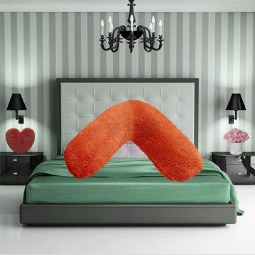 Teddybär-Kissenbezug, V-Form, Fleece, orthopädisch, Mutterschaft, Schwangerschaft, Stillen, superweich, 100 % Polyester, Kissenbezug, V-Bezug, Mandarine, ca. 30 cm x 78 cm