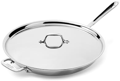 All-Clad D3 3-lagige Edelstahl Bratpfanne, 14 Zoll, Induktion, Backofen Broiler Safe 500F, Deckelfest 350F, Töpfe und Pfannen, Kochgeschirr, Silber