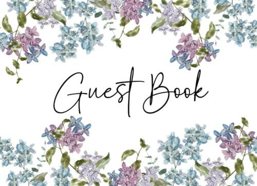 Guest Book: Gift Log + Keepsakes & Photographs Section — Lilac Border White Cover Edition