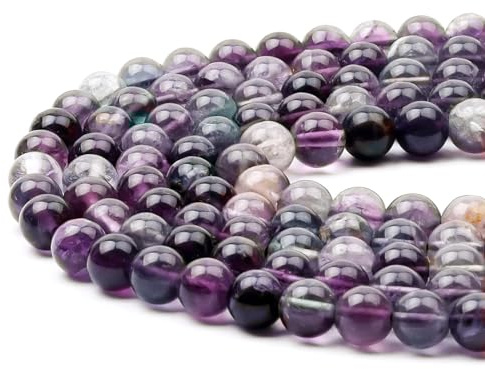 8mm Round Amethyst Gemstone Beads, 47-50pcs Loose Smooth Healing Power Stone Beads for Bracelet Necklace Jewellery Making and DIY Crafts, 1 Strand 15.5