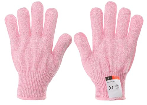 PATIKIL Cut Resistant Gloves, 1 Pair Level 5 Protection Anti Cutting Gloves Cut Proof Gloves for Kitchen Wood Carving Working, Medium, Pink