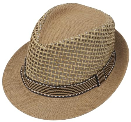 NICEYEA Sombreros de paja Trilby para hombres y mujeres, sombreros Fedora de malla de ala corta, jazz, caballero, verano, sombrero Panamá, gorra de playa, caqui, Talla única