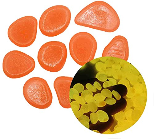 In Rocks Decor Glow Aquarien, leuchtende Kieselsteine, dunkel, für Garten, Heimdekoration, Glaskies für Vasen, Orange, Rot, Einheitsgröße, 300 Stück