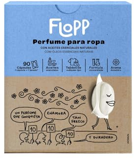 Flopp - Perfume para la Ropa con Aceites Esenciales Naturales en Pastillas - Fuerte fragancia duradera - 90 cápsulas