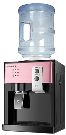 Dispensador de Agua para, Escritorio Frío y Caliente con Acero Inoxidable 304, Botón Único, Rosa - Ideal para Oficina y Hogar, Funcionamiento Silencioso y Ahorro de Espacio