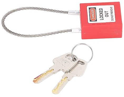 Lockout-Tagout-Schlösser, Lock-Out-Tagout-Vorhängeschlösser, Sicherheitsvorhängeschloss mit 2 Schlüsseln, Edelstahl-Kabelschloss für Geräteverriegelung und Energieisolierung