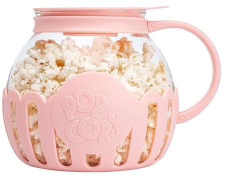 FACKELMANN Paris Hilton - Machine à pop-corn en verre borosilicate et plastique - Parfait pour pop-corn sucré et salé, 165 x 25 x 18 mm, couvercle 2 en 1, passe au lave-vaisselle
