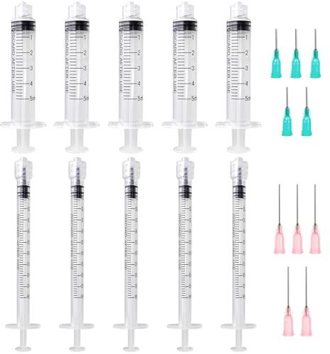 10 st. spruta 5 ml, 1 ml spruta med nål, plastspruta, doseringsspruta, för experiment, distribution, mätning av vätskor