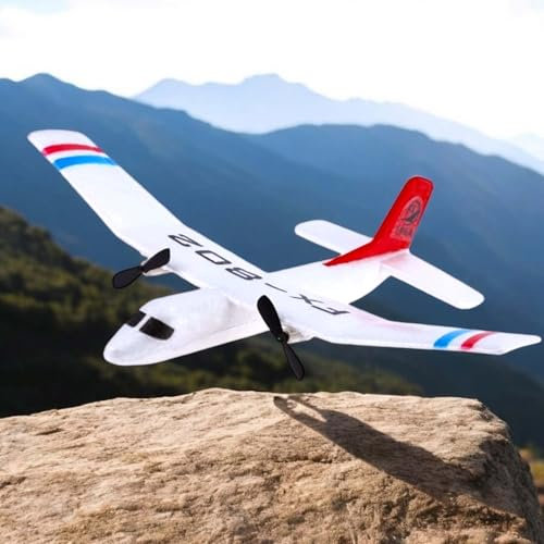 RC ferngesteuertes Flugzeug mit Fernsteuerung und Akku, Hochwertiges Modell-Flugzeug für Kinder u. Erwachsene, Flieger ist geeignet für Anfänger und Profis, Tolles Spielzeug für Modellbau u. Flug-Fans