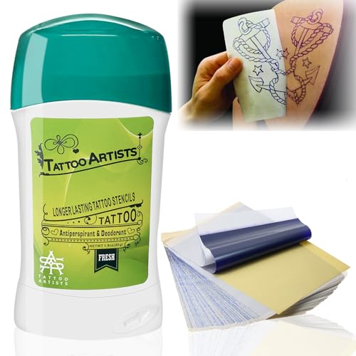 Tattoo Transfer Creme, mit Tattoo Transferpapier | Tattoo Vorlagen zum Tätowieren, Tattoo Stencil Gel, Transfer Gel, Zubehör Set für Künstler Anfänger