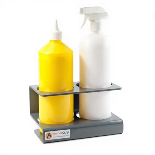 Amberquip Storage Holder Suitable for 750ml Spray Trigger Bottles with a diameter of 87mm. Ideal Valeting/Detailing. Wall Mountable. Attach to Van Racking (2 Bottle Holder)