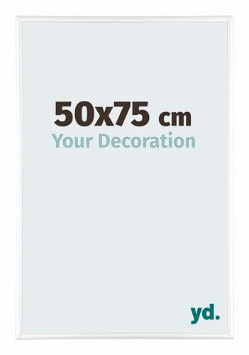 yd. Your Decoration - Puzzlerahmen 50x75 cm - Weiß Hochglanz - Puzzlerahmen 500-1000 Teile - Metall Bilderrahmen - Kent