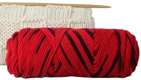 Nvzi Ullgarn för stickning och virkningsprojekt – premium handfärgat garn, 100 g viktgarn – lyxigt, mjukt och hållbart ullgarn, rött och svart